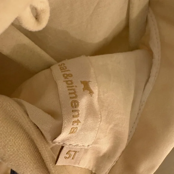 Sal & Pimenta Cream Velvet and French Blue Dress Holiday Perfect - Picture 3 of 9